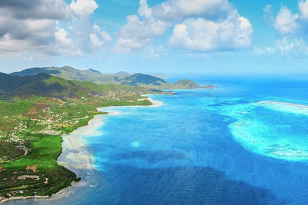 Aerial view over Antigua, Antigua & Barbuda, Caribbean, West Indies