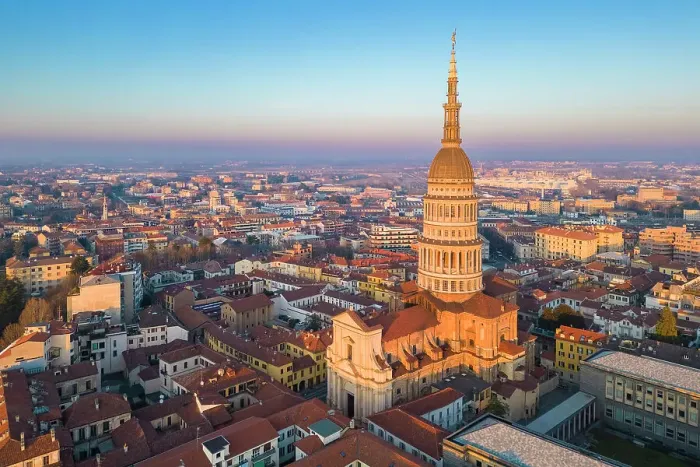 Framed Print : Aerial view of the Antonelli's dome and San Gaudenzio Basilica, at sunset in winter. Novara, Piedmont, Italy Framed Print : Aerial view of the Antonelli's dome and San Gaudenzio Basilica, at sunset in winter. Novara, Piedmont, Italy