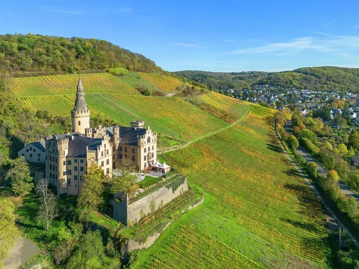 Framed Print : Aerial view at Arenfels castle at Bad Honningen, Westerwald, Rhine valley, Rhineland-Palatinate, Germany Framed Print : Aerial view at Arenfels castle at Bad Honningen, Westerwald, Rhine valley, Rhineland-Palatinate, Germany