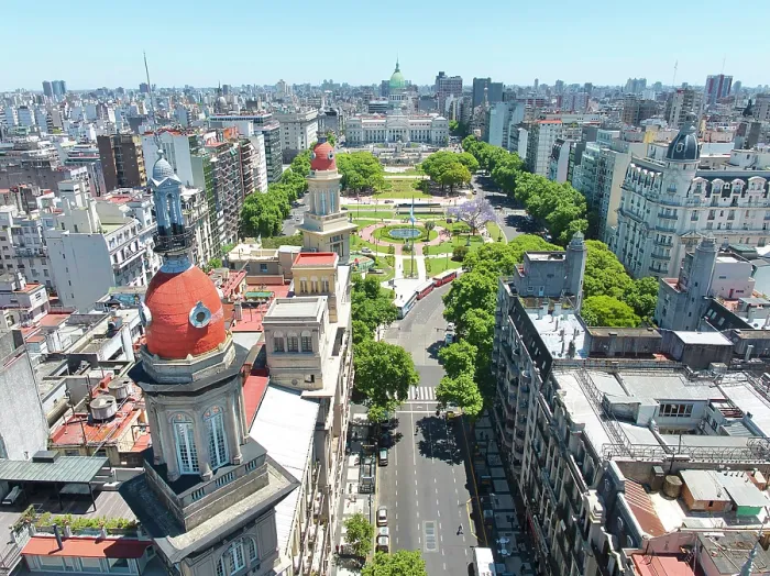 Framed Print : Aerial view of the Argentine National Congress and Congressional Square from Avenida de Mayo with La Inmobiliaria building in foreground, Monserrat, Buenos Aires, Argentina Framed Print : Aerial view of the Argentine National Congress and Congressional Square from Avenida de Mayo with La Inmobiliaria building in foreground, Monserrat, Buenos Aires, Argentina
