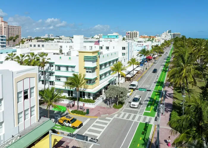 Framed Print : Aerial View, Art Deco District Ocean Drive, South Beach, Miami Beach, Miami, Florida, USA