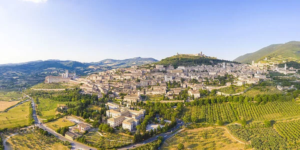 Aerial view of Assisi, Perugia province, Umbria, Italy, Europe