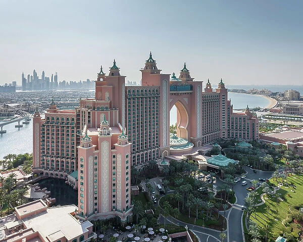 Aerial view of Atlantis hotel on Palm Jumeirah, Dubai, United Arab Emirates