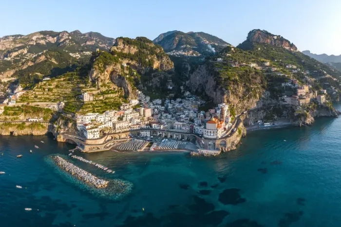 Framed Print : Aerial view of Atrani, Amalfi Coast, Gulf of Salerno, Salerno province, Campania, Italy Framed Print : Aerial view of Atrani, Amalfi Coast, Gulf of Salerno, Salerno province, Campania, Italy
