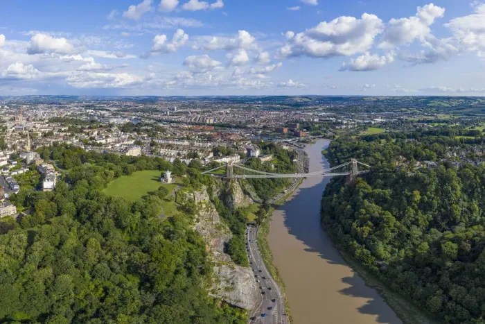Framed Print : Aerial view over the Avon Gorge and Clifton Suspension Bridge, Bristol, England Framed Print : Aerial view over the Avon Gorge and Clifton Suspension Bridge, Bristol, England