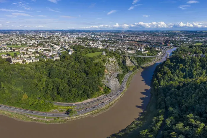 Framed Print : Aerial view over the Avon Gorge and Clifton Suspension Bridge, Bristol, England Framed Print : Aerial view over the Avon Gorge and Clifton Suspension Bridge, Bristol, England