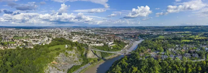 Framed Print : Aerial view over the Avon Gorge and Clifton Suspension Bridge, Bristol, England Framed Print : Aerial view over the Avon Gorge and Clifton Suspension Bridge, Bristol, England