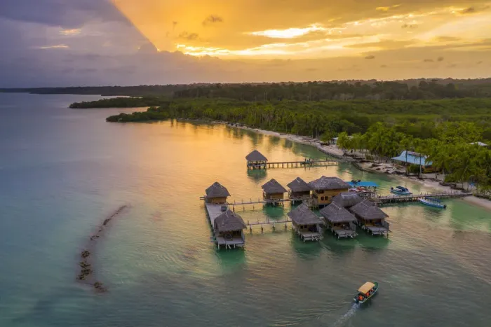 Framed Print : Aerial view of Azul Paradise Resort, province of Bocas Del Toro, Panama Framed Print : Aerial view of Azul Paradise Resort, province of Bocas Del Toro, Panama