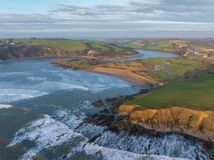 Framed Print : Aerial view of Bantham Beach in the South Hams of Devon, England. Winter (February) 2025 Framed Print : Aerial view of Bantham Beach in the South Hams of Devon, England. Winter (February) 2025