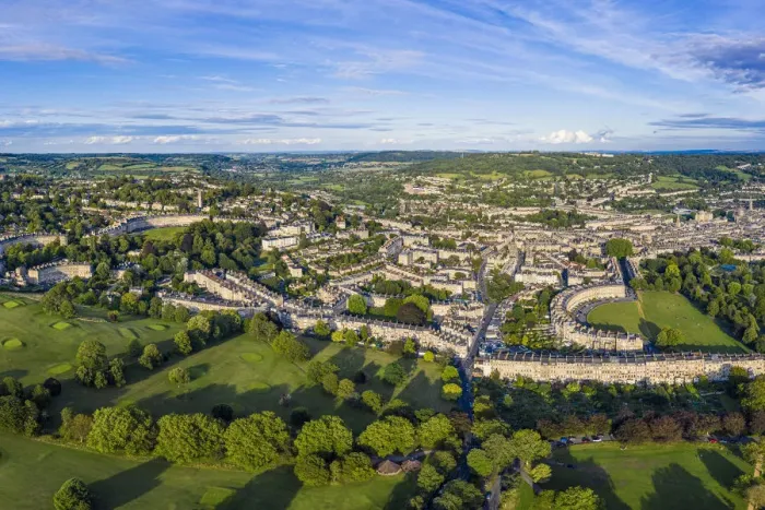 Framed Print : Aerial view over Bath, Somerset, England