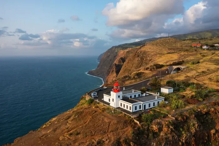 Framed Print : Aerial view of the beautiful Farol da Ponta do Pargo during sunset, Madeira, Portugal Framed Print : Aerial view of the beautiful Farol da Ponta do Pargo during sunset, Madeira, Portugal