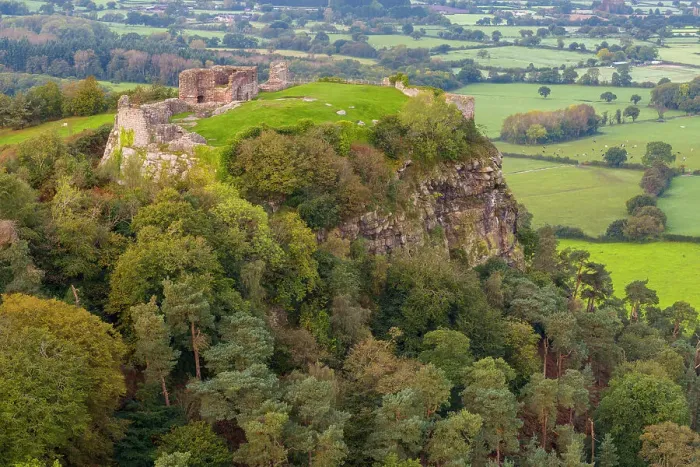 Framed Print : Aerial view of Beeston Castle in Cheshire, England. Autumn (October) 2023 Framed Print : Aerial view of Beeston Castle in Cheshire, England. Autumn (October) 2023