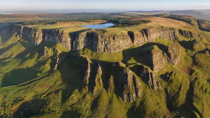 Framed Print : Aerial view of Binevenagh Mountain in County Antrim, Northern Ireland. Autumn (November) 2022 Framed Print : Aerial view of Binevenagh Mountain in County Antrim, Northern Ireland. Autumn (November) 2022