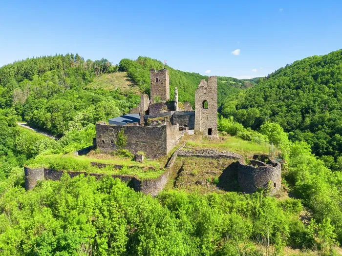 Framed Print : Aerial view at Brandenbourg castle, Tandel-Brandenbourg, canton Vianden, Luxembourg