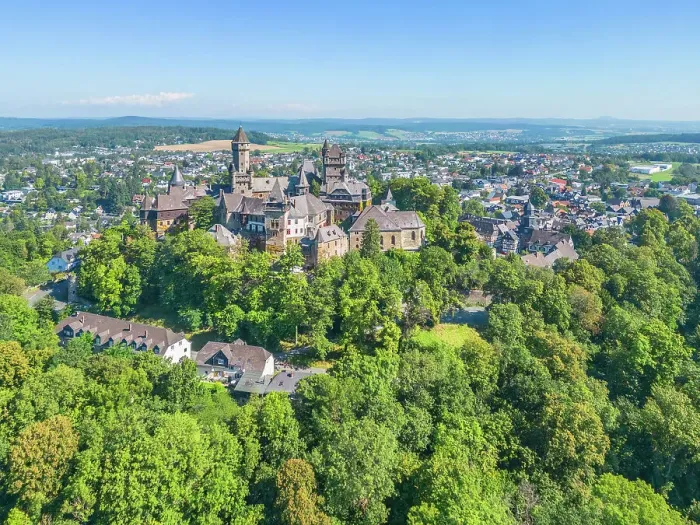Framed Print : Aerial view at Braunfels castle, Lahn, Lahn valley, Westerwald, Hesse, Germany Framed Print : Aerial view at Braunfels castle, Lahn, Lahn valley, Westerwald, Hesse, Germany