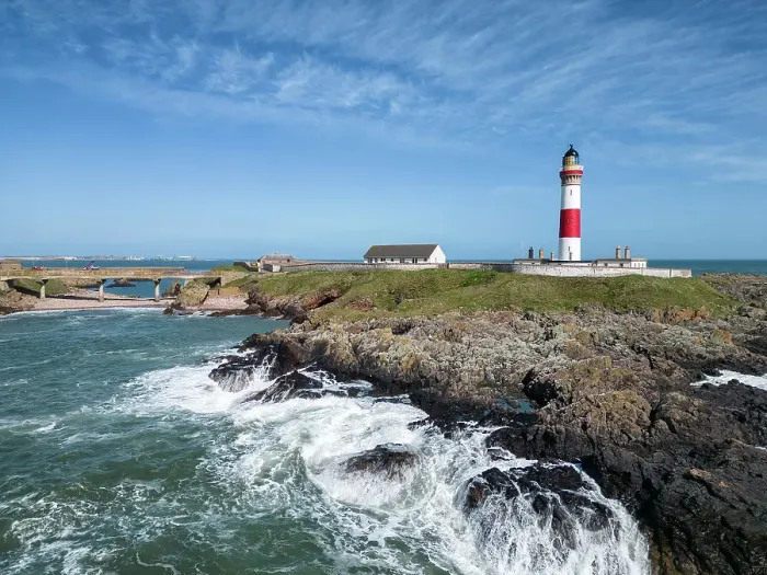 Framed Print : Aerial view of Buchan Ness Lighthouse, Boddam, near Peterhead, Aberdeenshire, Scotland, April 2024 Framed Print : Aerial view of Buchan Ness Lighthouse, Boddam, near Peterhead, Aberdeenshire, Scotland, April 2024