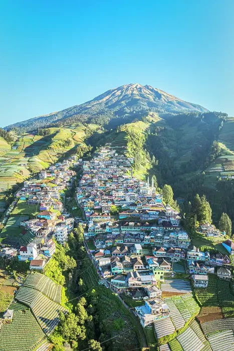 Framed Print : Aerial view of Butuh village also known as Nepal Van Java on mountain hillside, Magelang, Central Java, Indonesia Framed Print : Aerial view of Butuh village also known as Nepal Van Java on mountain hillside, Magelang, Central Java, Indonesia