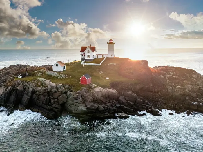 Framed Print : Aerial View Cape Neddick Lighthouse also called Nubble Lighthouse, York, Maine, New England, USA Framed Print : Aerial View Cape Neddick Lighthouse also called Nubble Lighthouse, York, Maine, New England, USA