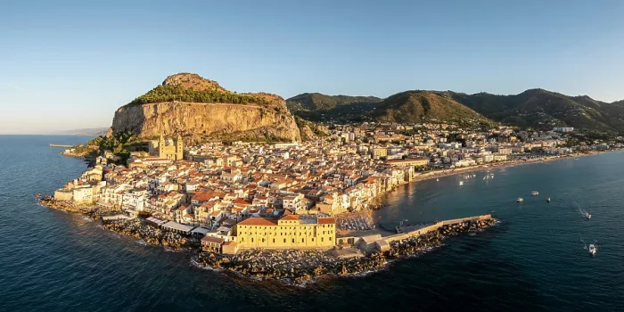 Framed Print : Aerial view of Cefalu, Sicily, Italy Framed Print : Aerial view of Cefalu, Sicily, Italy