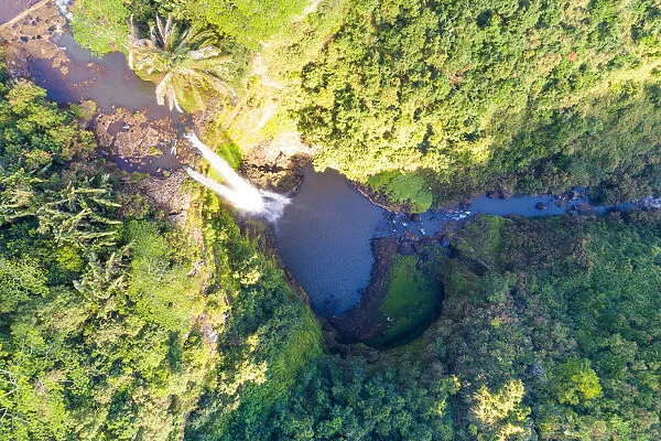 Aerial view of Chamarel waterfall. Chamarel, Black River (Riviere Noir), Mauritius