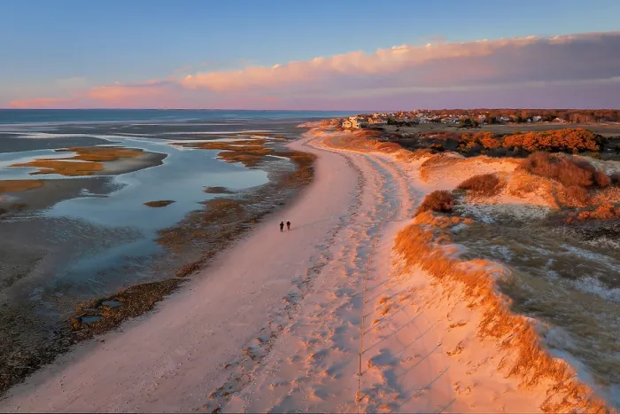 Framed Print : Aerial view of Chapin Beach with couple, Cape Cod, Dennis, Massachusetts, USA Framed Print : Aerial view of Chapin Beach with couple, Cape Cod, Dennis, Massachusetts, USA