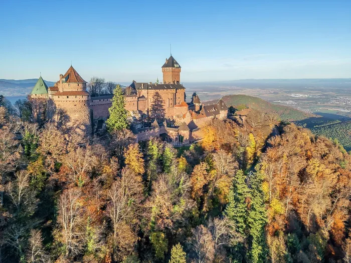 Framed Print : Aerial view at the Chateau du Haut-Konigsbourg, Orschwiller, Alsace, Alsace Wine Road, Bas-Rhin, Grand Est, France Framed Print : Aerial view at the Chateau du Haut-Konigsbourg, Orschwiller, Alsace, Alsace Wine Road, Bas-Rhin, Grand Est, France