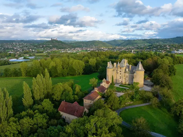 Framed Print : Aerial view of the chateau de Montal, Lot, Occitanie, France Framed Print : Aerial view of the chateau de Montal, Lot, Occitanie, France