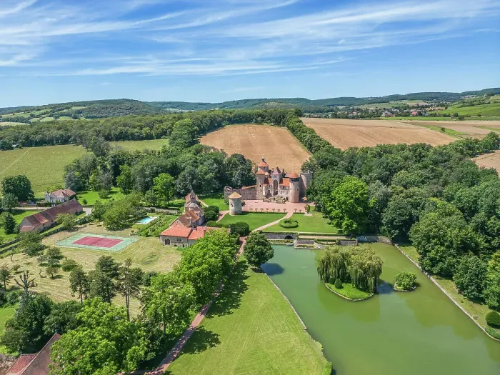 Framed Print : Aerial view at Chateau de Sercy, Sercy, Saone-et-Loire, Bourgogne-Franche-Comte, Burgundy, France Framed Print : Aerial view at Chateau de Sercy, Sercy, Saone-et-Loire, Bourgogne-Franche-Comte, Burgundy, France