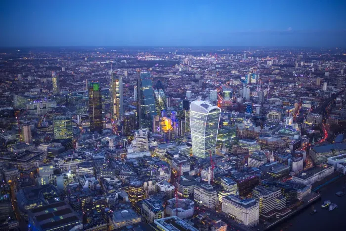 Framed Print : Aerial view over the City of London, London, England Framed Print : Aerial view over the City of London, London, England