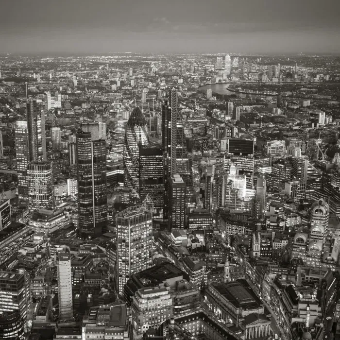 Framed Print : Aerial view over the City of London, London, England Framed Print : Aerial view over the City of London, London, England