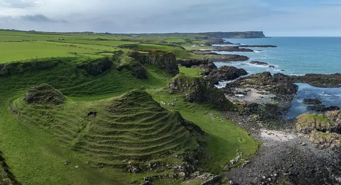 Framed Print : Aerial view of coastline near Dunseverick on the Causeway Coast, County Antrim, Northern Ireland. Spring (March) 2024 Framed Print : Aerial view of coastline near Dunseverick on the Causeway Coast, County Antrim, Northern Ireland. Spring (March) 2024