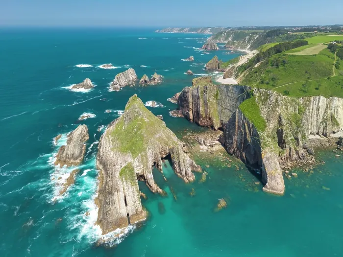 Framed Print : Aerial View Above Coastline near Playa del Silencio, Asturias, Northern Spain Framed Print : Aerial View Above Coastline near Playa del Silencio, Asturias, Northern Spain