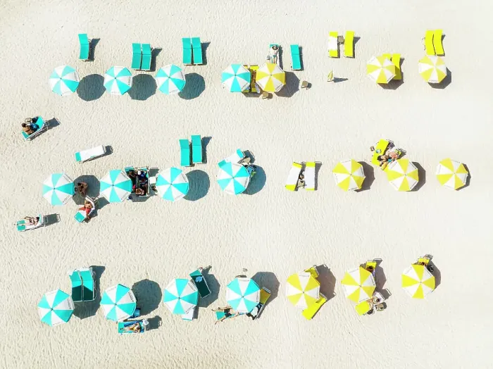 Framed Print : Aerial View of Colorful Beach Umbrellas, South Beach, Miami Beach, Miami, Florida, USA Framed Print : Aerial View of Colorful Beach Umbrellas, South Beach, Miami Beach, Miami, Florida, USA