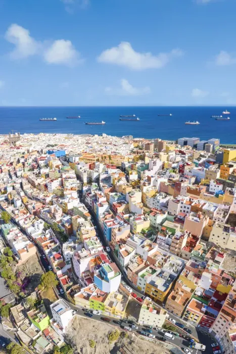 Framed Print : Aerial view of colorful buildings at Las Palmas. Gran Canaria, Canary Islands, Spain Framed Print : Aerial view of colorful buildings at Las Palmas. Gran Canaria, Canary Islands, Spain