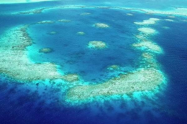 Aerial view of coral islands in the Indian Ocean, North Ari Atoll, the Maldives