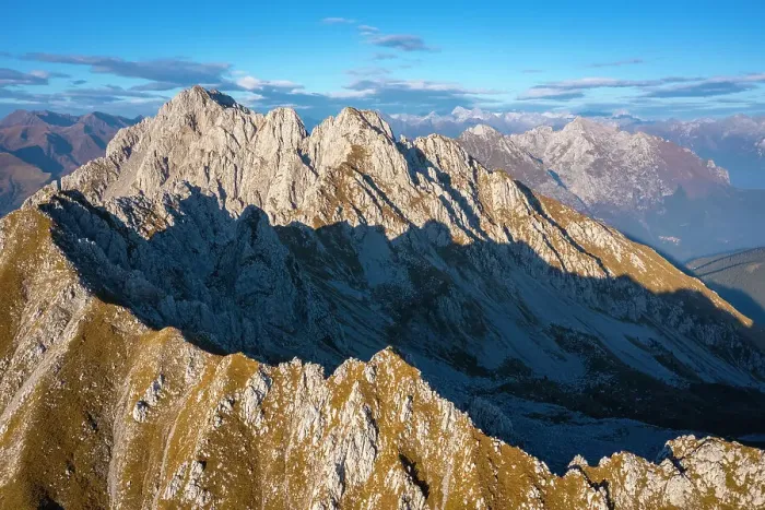 Framed Print : Aerial view of the Corna di San Fermo and Cima Moren, part of Pizzo Camino, at sunset. Borno, Valcamonica, brescia district, Lombardy, Italy Framed Print : Aerial view of the Corna di San Fermo and Cima Moren, part of Pizzo Camino, at sunset. Borno, Valcamonica, brescia district, Lombardy, Italy