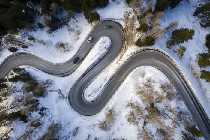 Framed Print : Aerial view of curves of Maloja Pass road, Bregaglia Valley, canton of Graubunden Framed Print : Aerial view of curves of Maloja Pass road, Bregaglia Valley, canton of Graubunden