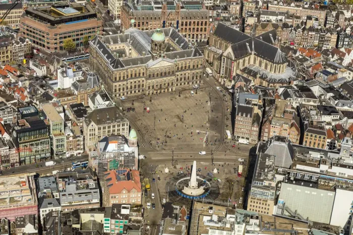 Framed Print : Aerial view of Dam Square and the Old City Centre Amsterdam, Netherlands Framed Print : Aerial view of Dam Square and the Old City Centre Amsterdam, Netherlands