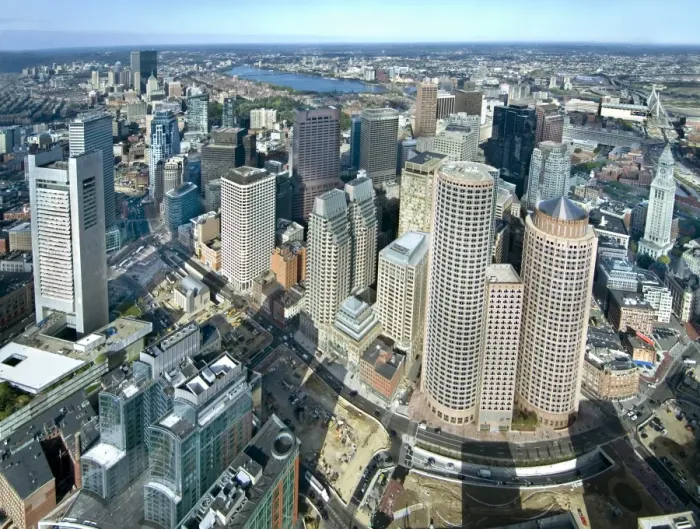Framed Print : Aerial view of downtown Boston, Massachusetts, USA Framed Print : Aerial view of downtown Boston, Massachusetts, USA