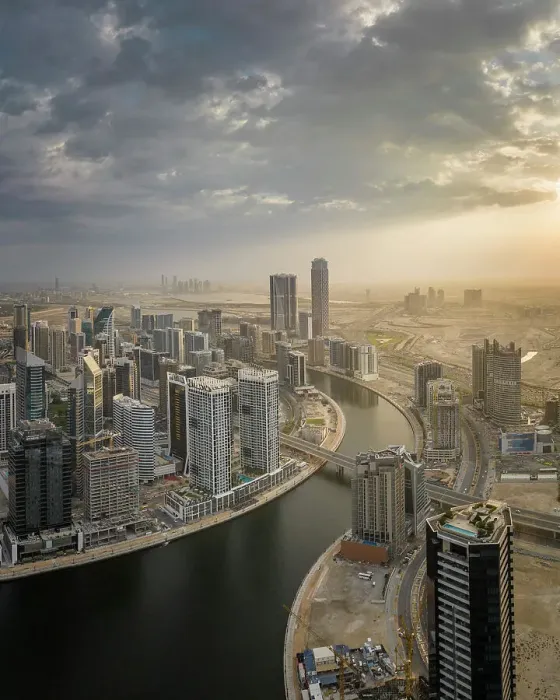 Framed Print : Aerial view of downtown Dubai, United Arab Emirates Framed Print : Aerial view of downtown Dubai, United Arab Emirates
