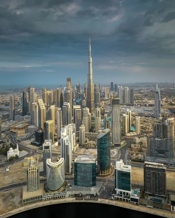 Framed Print : Aerial view of downtown Dubai, United Arab Emirates Framed Print : Aerial view of downtown Dubai, United Arab Emirates