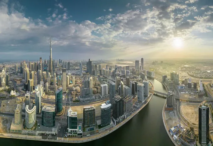 Framed Print : Aerial view of downtown Dubai, United Arab Emirates Framed Print : Aerial view of downtown Dubai, United Arab Emirates