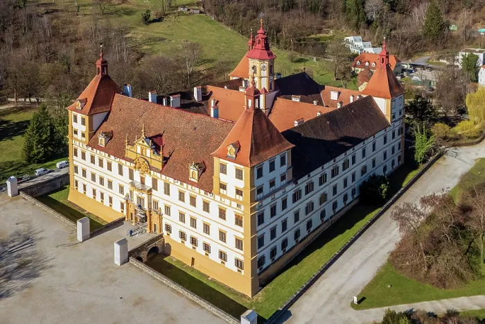 Framed Print : Aerial view of Eggenberg Palace, Graz, Styria, Austria Framed Print : Aerial view of Eggenberg Palace, Graz, Styria, Austria