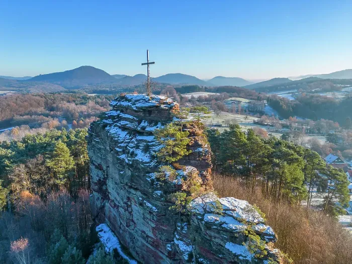 Framed Print : Aerial view at the Engelmanns rock near Gossenweiler-Stein, Palatinate forest, Rhineland-Palatinate, Germany Framed Print : Aerial view at the Engelmanns rock near Gossenweiler-Stein, Palatinate forest, Rhineland-Palatinate, Germany