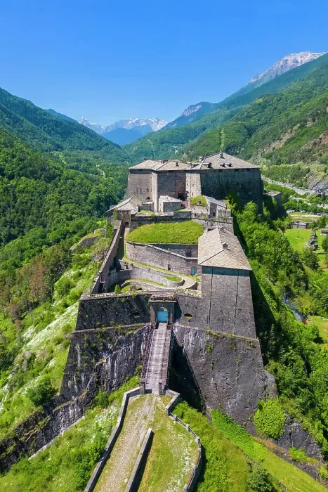 Framed Print : Aerial view of the Exilles fortress watching over Susa valley. Exilles, Susa Valley, Turin, Piedmont, Italy Framed Print : Aerial view of the Exilles fortress watching over Susa valley. Exilles, Susa Valley, Turin, Piedmont, Italy
