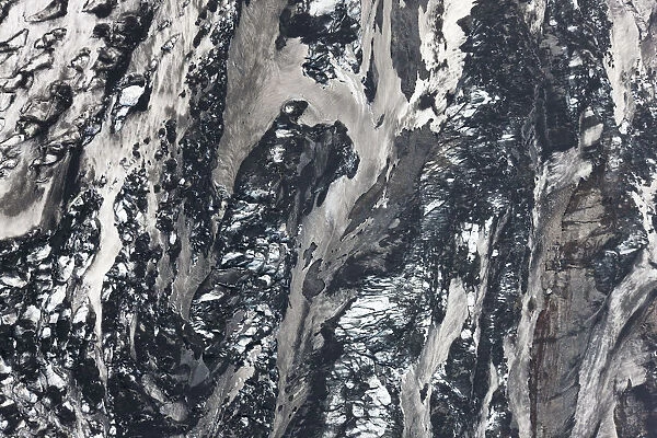 Aerial view of Eyjafjallajokull glacier and volcanic ash, SW Iceland
