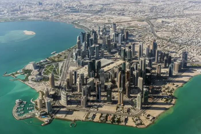 Framed Print : Aerial view of the financial district, Doha, Qatar Framed Print : Aerial view of the financial district, Doha, Qatar