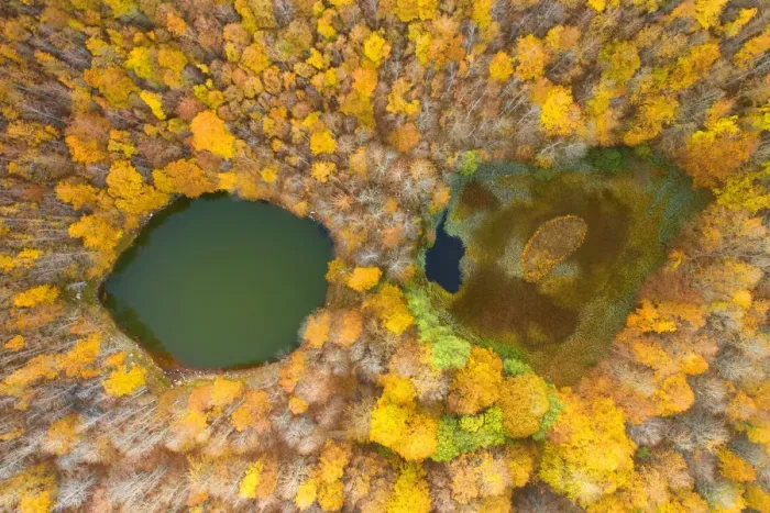 Framed Print : aerial view of the forest and lake with autumn colors, tuscan-emilian apennine national Framed Print : aerial view of the forest and lake with autumn colors, tuscan-emilian apennine national