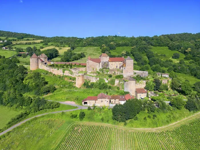Framed Print : Aerial view at Forteresse de Berze-le-Chatel near Cluny, Maconnais, Saone-et-Loire, Bourgogne-Franche-Comte, Burgundy, France Framed Print : Aerial view at Forteresse de Berze-le-Chatel near Cluny, Maconnais, Saone-et-Loire, Bourgogne-Franche-Comte, Burgundy, France