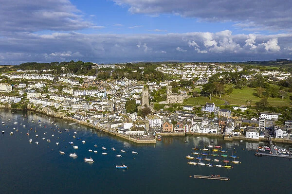Aerial view over Fowey, Cornwall, England